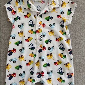 Colorful Construction Vehicle Baby Romper
